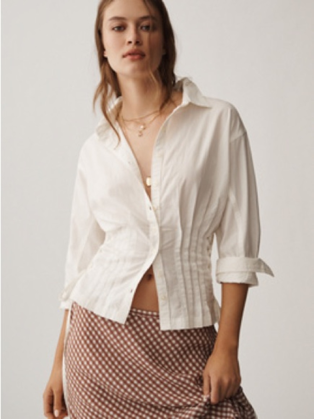 Anthropologie Pilcro Long-Sleeve Pintuck
Buttondown Shirt